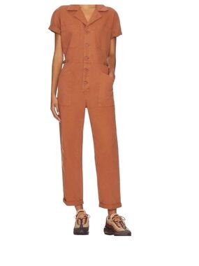 PISTOLA Grover Short Sleeve Field Utility Jumpsuit Cinnamon Size M Boho